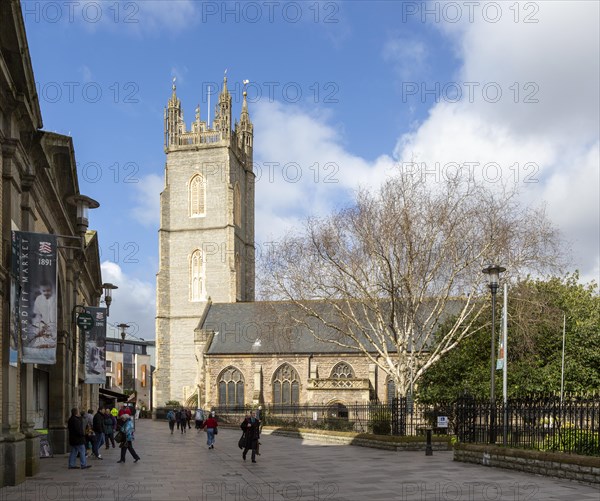 Historic building church of Saint John city centre, Cardiff, South Wales, UK