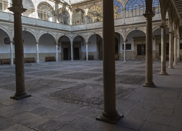 Interior courtyard of former university building, Baeza, Jaen province, Andalusia, Spain now a secondary school