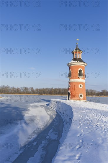 Lighthouse with pier, Moritzburg, Saxony, Germany, Europe