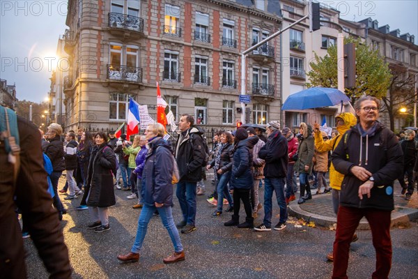 Strasbourg, France: Large demonstration for freedom against the corona measures and the vaccination pressure in France, Germany and other parts of Europe. The demonstration was organised by the peace initiative Europeansunited