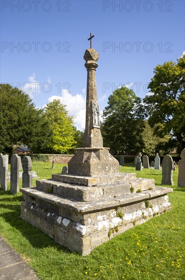 Medieval preaching cross, Great Bedwyn churchyard, Wiltshire, England, UK