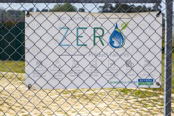 Severn Trent water company sign at sewage works, Sutton, Suffolk, England, UK