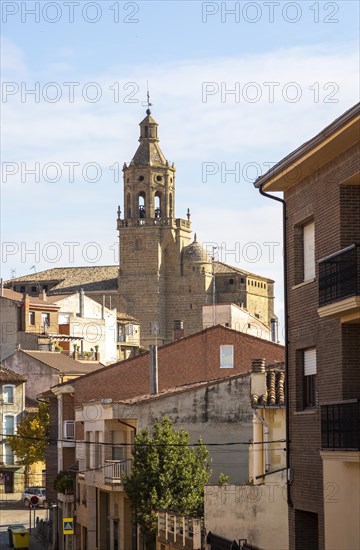 Historic buildings and Church of the Ascension in village of San Asensio, La Rioja Alta, Spain, Europe