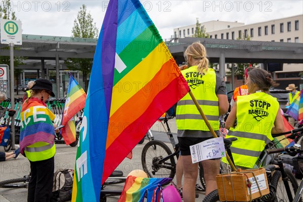 Ramstein 2021 peace camp bicycle demonstration: A bicycle demonstration took place on Saturday under the motto Stop Ramstein Air Base, organised as a rally from the starting points in Kaiserslautern, Kusel, Pirmasens and Homburg