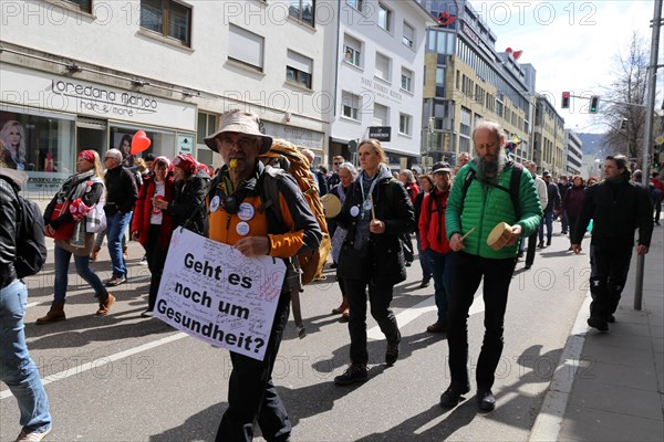 Lateral thinker demonstration in Stuttgart. The motto of the demonstration was Fundamental rights are not negotiable