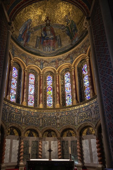 Ornate mosaic in church apse by Gertrude Martin 1881-1952, Wilton Italianate church, Wiltshire, England, UK