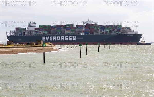 Evergreen Ever Govern one of the world's largest container ships making maiden call at Port of Felixstowe, Suffolk, England, UK, 17 Aug 2019