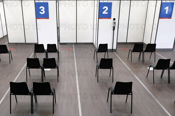 Waiting room in a vaccination centre, Rathenow, 14.04.2021