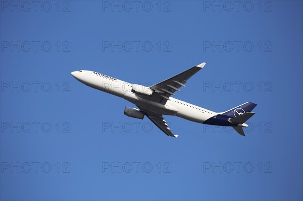 A Lufthansa passenger aircraft takes off from Frankfurt Airport