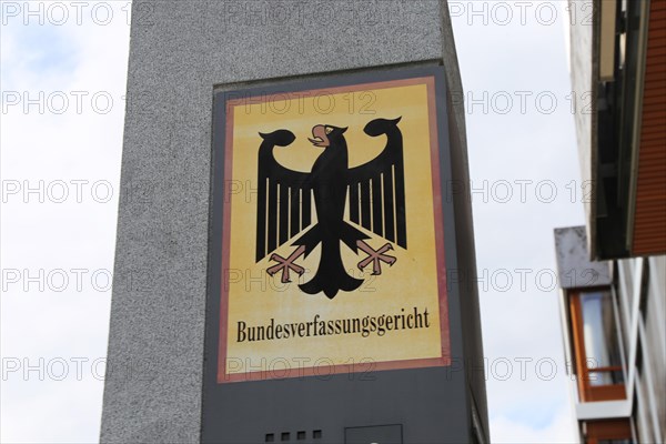 Close-up of the well-known letterbox of the Federal Constitutional Court in Karlsruhe