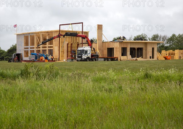 Film set under construction for The Power, Amazon Prime movie, Bawdsey, Suffolk, England, UK