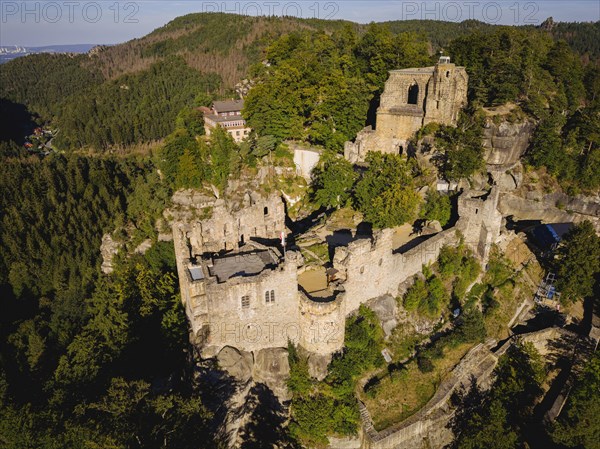 Oybin castle and monastery ruins in the Zittau Mountains, Oybin, Saxony, Germany, Europe