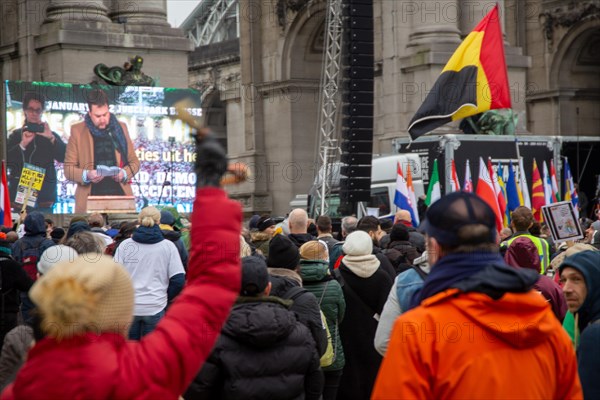 Brussels, 23 January: European demonstration for democracy, organised by the Europeans United initiative. The reason for the large demonstration is the encroachment on fundamental rights in Belgium, Germany, France and other states within the EU, Europe