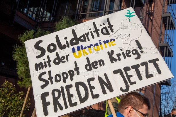 Peace demonstration against the war in Ukraine in the cities of Ludwigshafen and Mannheim with a joint closing rally in the courtyard of honour at Mannheim Palace