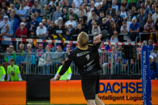 Fistball World Championship from 22 July to 29 July 2023 in Mannheim: Germany won the quarter-final match against Chile 3:0 sets to advance to the semi-finals. Here in the picture: Patrick Thomas from TSV Pfungstadt