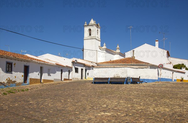 Small traditional rural settlement village with low rise one story houses and cobbled streets, Entradas, near Castro Verde, Baixo Alentejo, Portugal, Southern Europe, Europe