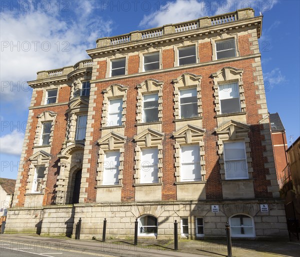 Historic building c 1913 former Ushers brewers then council offices, Hill Street, Trowbridge, Wiltshire, England, UK