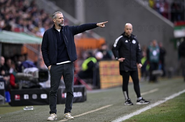 Coach Marco Rose RasenBallsport Leipzig RBL gesture, gesture, on the sidelines, WWK Arena, Augsburg, Bavaria, Germany, Europe