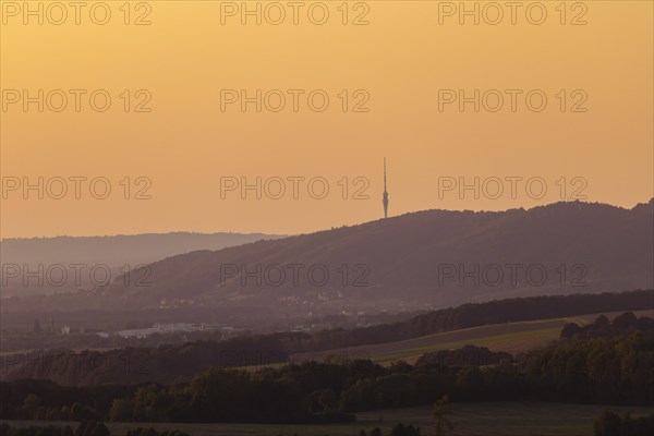 View of the Elbe valley towards Dresden from Koenigstein Fortress, Koenigstein, Saxony, Germany, Europe