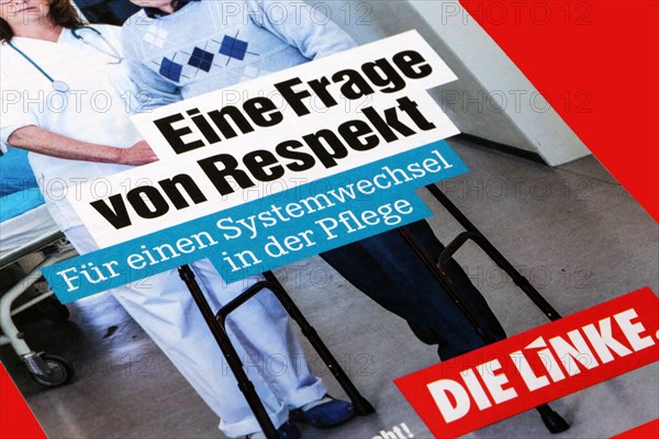 Symbolic image Die Linke: Flyer on the topic of healthcare, nursing care
