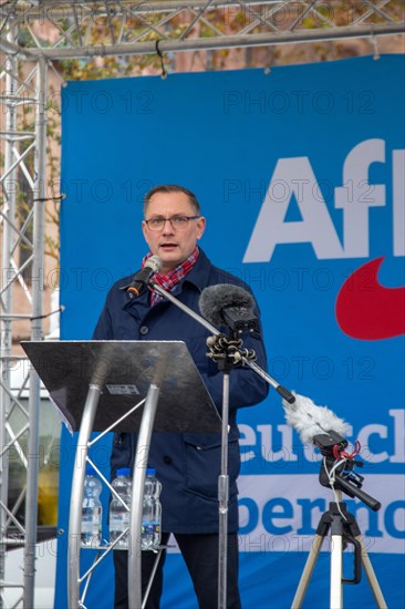 Speyer: An AfD rally took place under the motto Our country first . The chairman of the AfD, Tino Chrupalla, speaks here