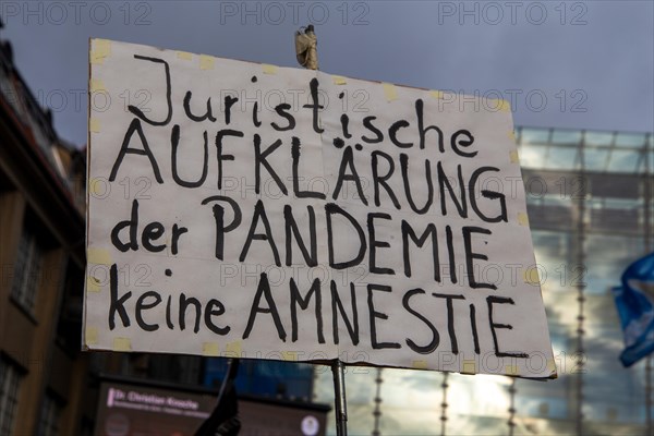 Karlsruhe, 10 December 2023: Large demonstration in favour of reappraisal of the coronavirus measures. A symbolic criminal complaint was filed against the members of the Bundestag who voted in favour of mandatory vaccination at the facilities