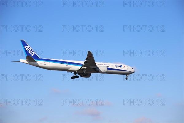A passenger plane of the Japanese airline ANA lands at Frankfurt Airport