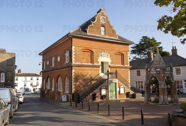 The Shire Hall and Corn Exchange building, Market Hill, Woodbridge, Suffolk, England, UK c 1675