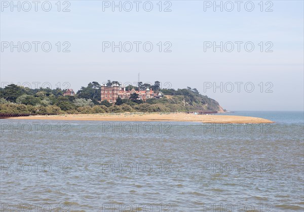 Mouth of River Deben estuary view from Felixstowe Ferry to Bawdsey Manor, Suffolk, England, UK