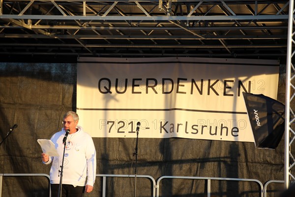 Karlsruhe: Corona protests against the measures taken by the federal government. The protests were organised by the Querdenken 721 Karlsruhe initiative