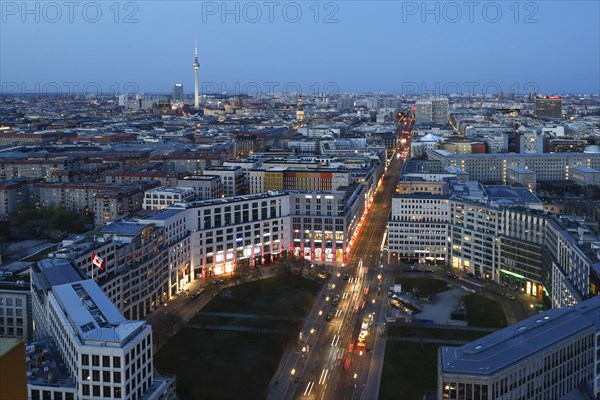 Leipziger Platz, Leipziger Strasse and Berlin TV tower at Alexanderplatz, 20/04/2021