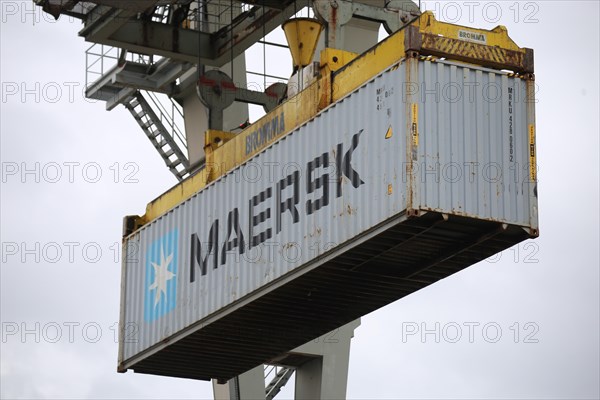 Close-up of a container being shipped (Mannheim, Baden-Wuerttemberg)