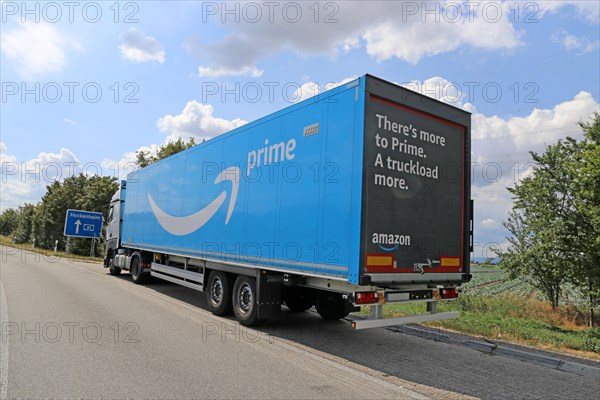 Amazon truck in a motorway car park on the A 61 near Ludwigshafen