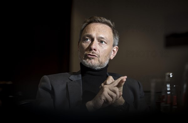 Christian Lindner (FDP), Federal Minister of Finance, recorded during an interview in his office at the Federal Ministry of Finance