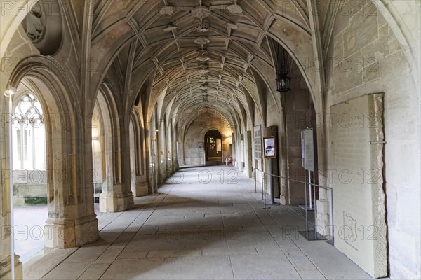 Interior view, cloister, Cistercian monastery Bebenhausen, Tuebingen, Baden-Wuerttemberg, Germany, Europe