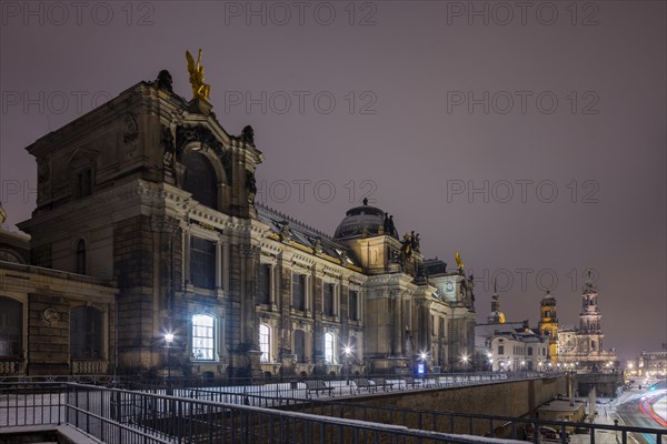 Dresden's Old Town with its historic buildings. Bruehl's Terrace, Academy of Fine Arts, Dresden, Saxony, Germany, Europe