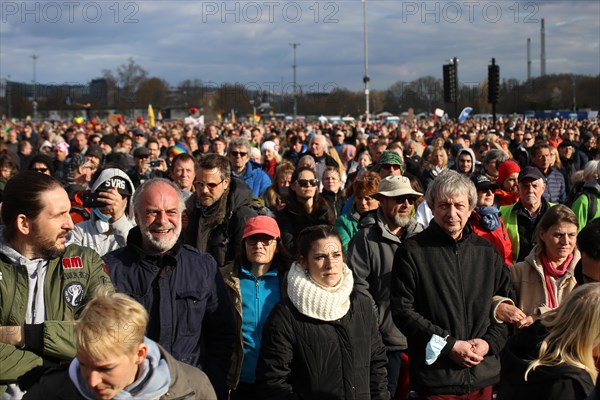 Lateral thinker demonstration in Stuttgart. The motto of the demonstration was Fundamental rights are not negotiable