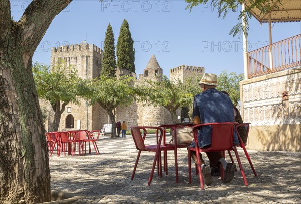 Village square and historic castle in Alter do Chao, Alentejo, Portugal, southern Europe built in the 14th century, Europe