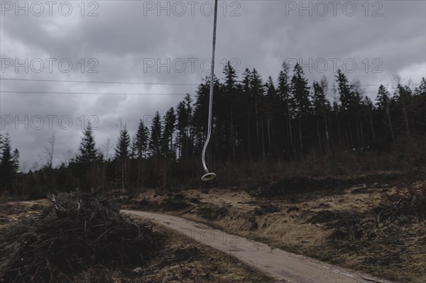 A platter lift, taken on a ski slope in the Jizera Mountains ski resort near Albrechtice v Jizerskych Horach, 05/02/2024. The Czech low mountain range with its ski resort is affected by increasingly warmer and shorter winters