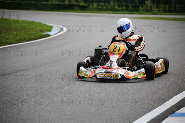 Kart driver on the Walldorf kart track, Baden-Wuerttemberg