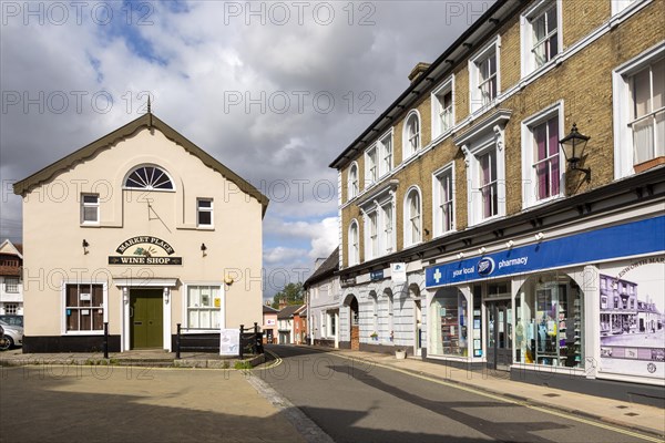 Historic buildings in Market Place, Halesworth, Suffolk, England, UK
