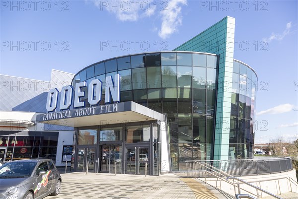 Modern architecture of Odeon cinema building in Trowbridge, Wiltshire, England, UK