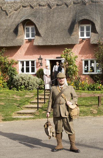 Filming a scene for Stanley's War film directed by Tim Curtis outside the Sorrel Horse pub, Shottisham, Suffolk, England, UK