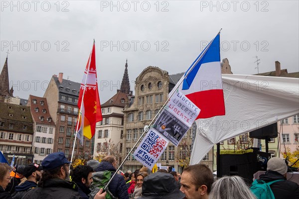 Strasbourg, France: Large demonstration for freedom against the corona measures and the vaccination pressure in France, Germany and other parts of Europe. The demonstration was organised by the peace initiative Europeansunited