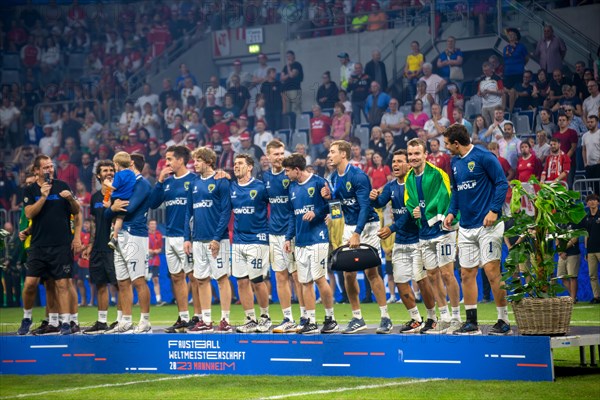 Fistball World Championship from 22 July to 29 July 2023 in Mannheim: Pictured here: The Brazil national team, which beat Switzerland 4:1 in the match for third place to win the bronze medal