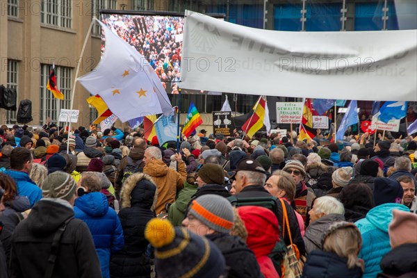 Karlsruhe, 10 December 2023: Large demonstration in favour of reappraisal of the coronavirus measures. A symbolic criminal complaint was filed against the members of the Bundestag who voted in favour of mandatory vaccination at the facilities