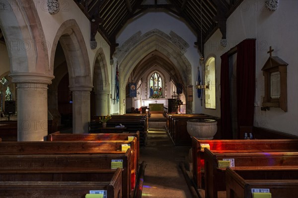 Interior village parish church of Saint Margaret, Chilmark, Wiltshire, England, UK
