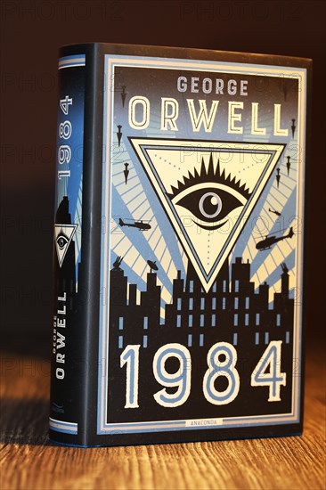 Close-up of the novel 1984 by George Orwell