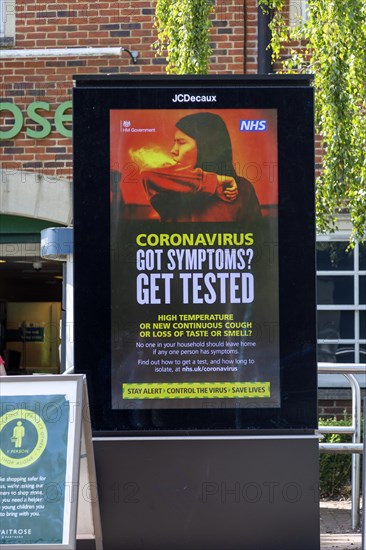 Electronic information government notice Coronavirus Got Symptoms Get Tested, UK 23 May 2020