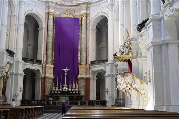 Altar area, Cathedral of St Trinitatis, Altar, Nave, Dresden, Free State of Saxony, Germany, Europe